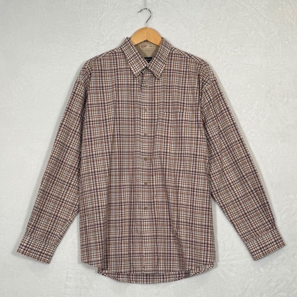 Haggar Brown Plaid ForeverNew Button Down Shirt XL
